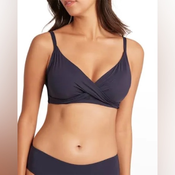 Sea Level Eco Essentials Cross Front Multifit Bra Top Espresso US 6 NWT - Picture 2 of 8